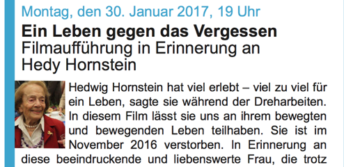 Hedwig Hornstein ist gestorben